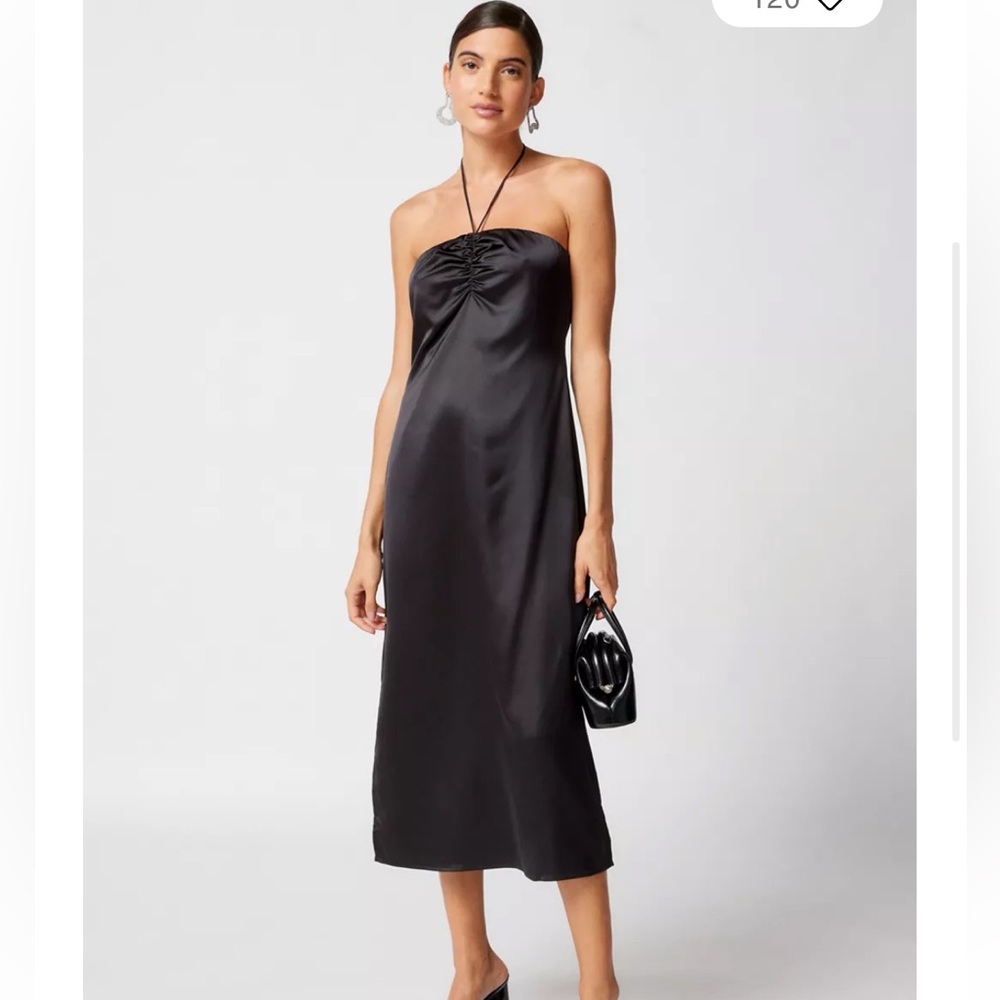 UO Brittney Satin Halter Midi Dress